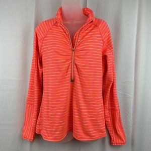 Athleta Coral Stripe Half-Zip Pullover Hoodie